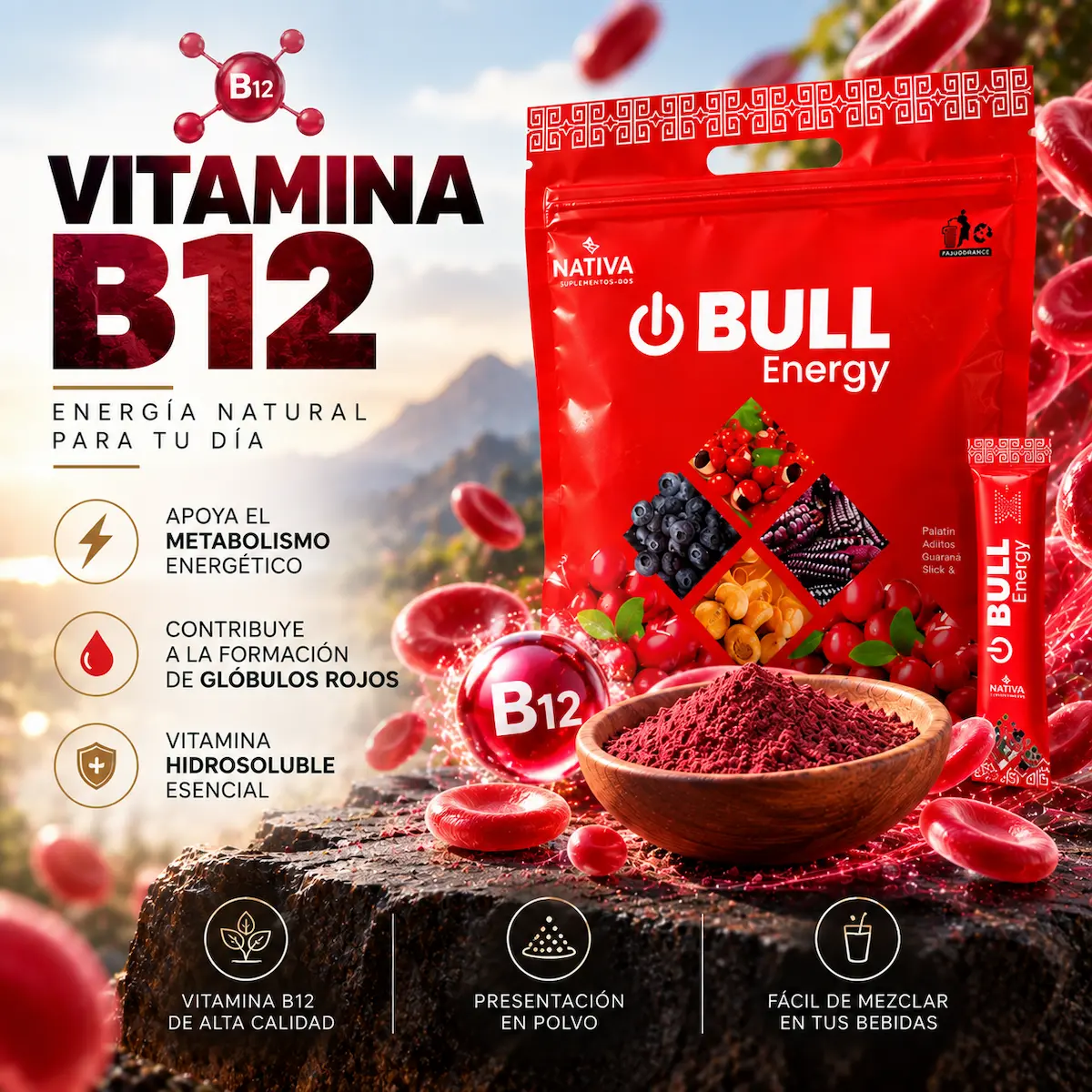 Vitamina B12 y stevia declaradas en BULL