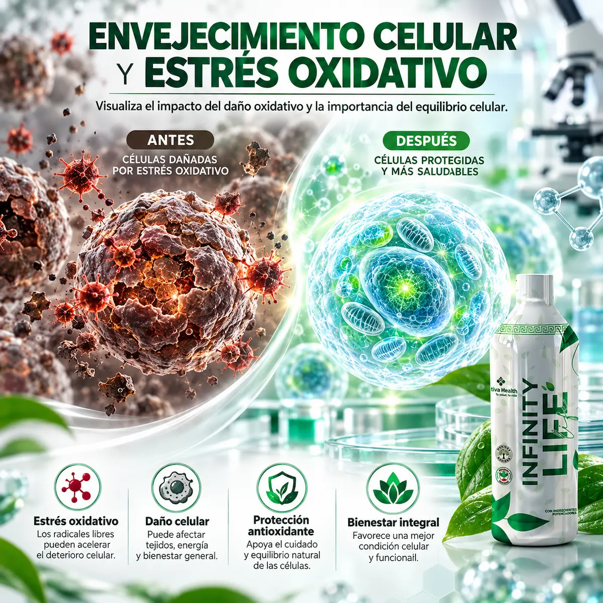 Contexto educativo sobre estrés oxidativo y envejecimiento celular