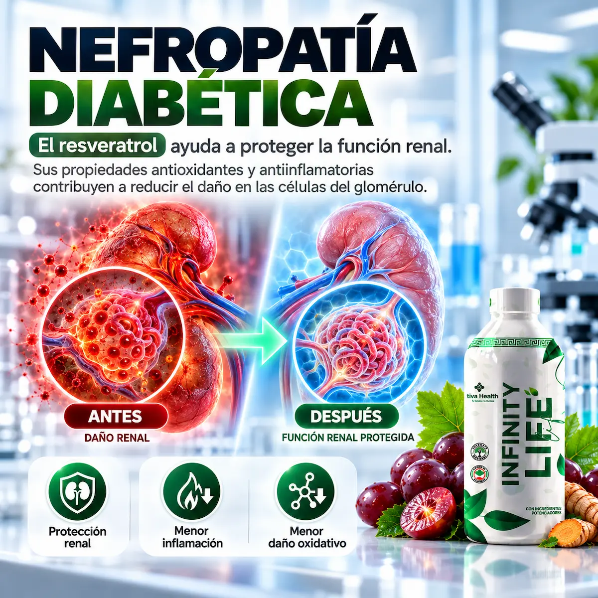 Contexto educativo sobre nefropatía diabética y función renal