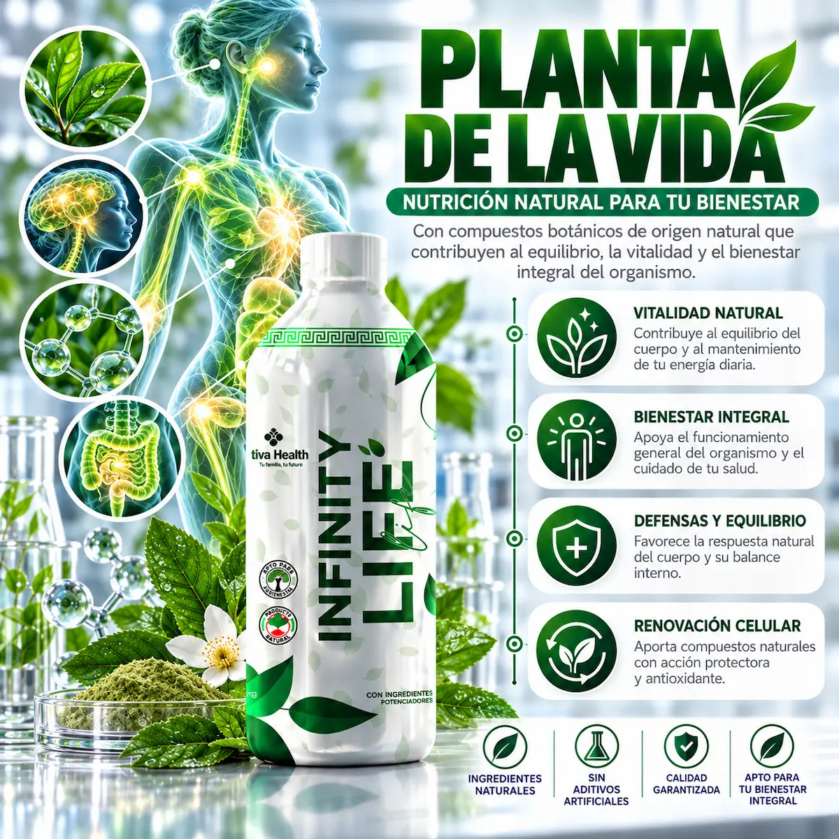 Vitamina E, vitamina C y magnesio declarado en Infinity Life