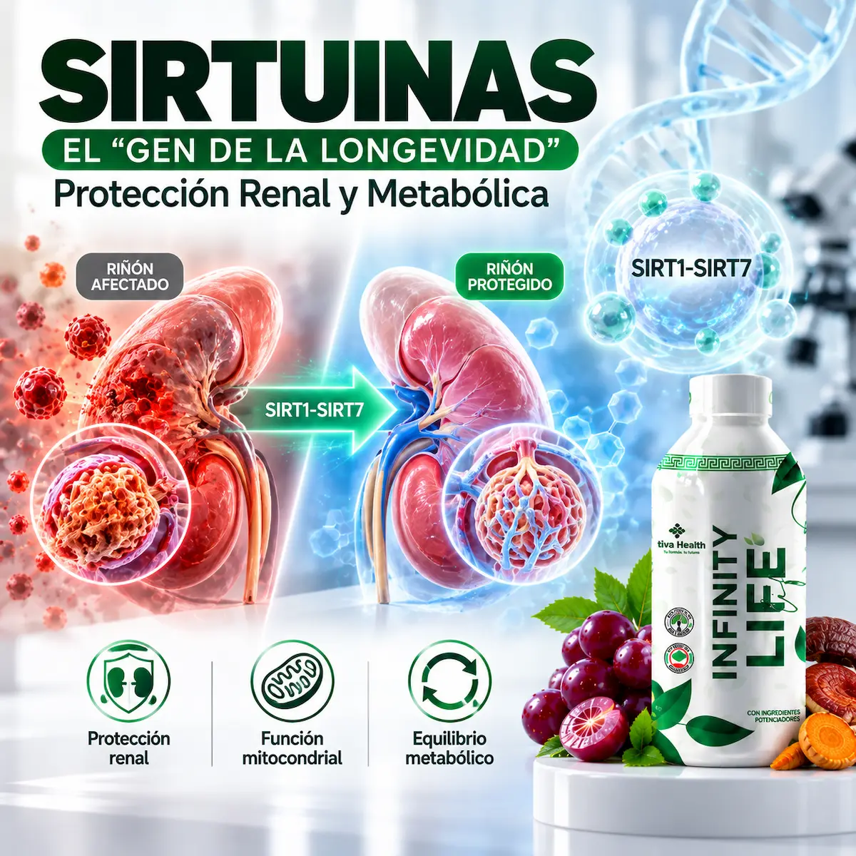 Sirtuinas mencionadas en el contexto de la fórmula de Infinity Life