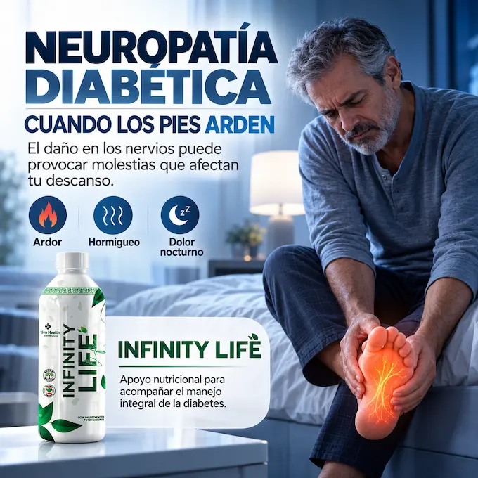 Neuropatía diabética: coadyuvante Infinity Life para dolor y hormigueo en pies