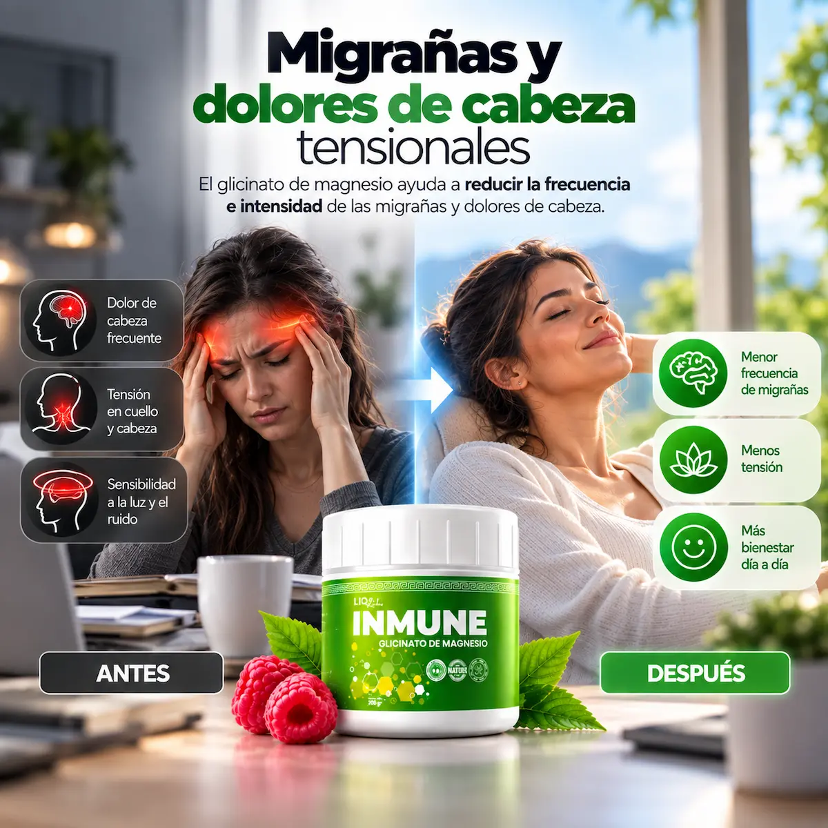 Migrañas y cefaleas tensionales: contexto informativo de Inmune
