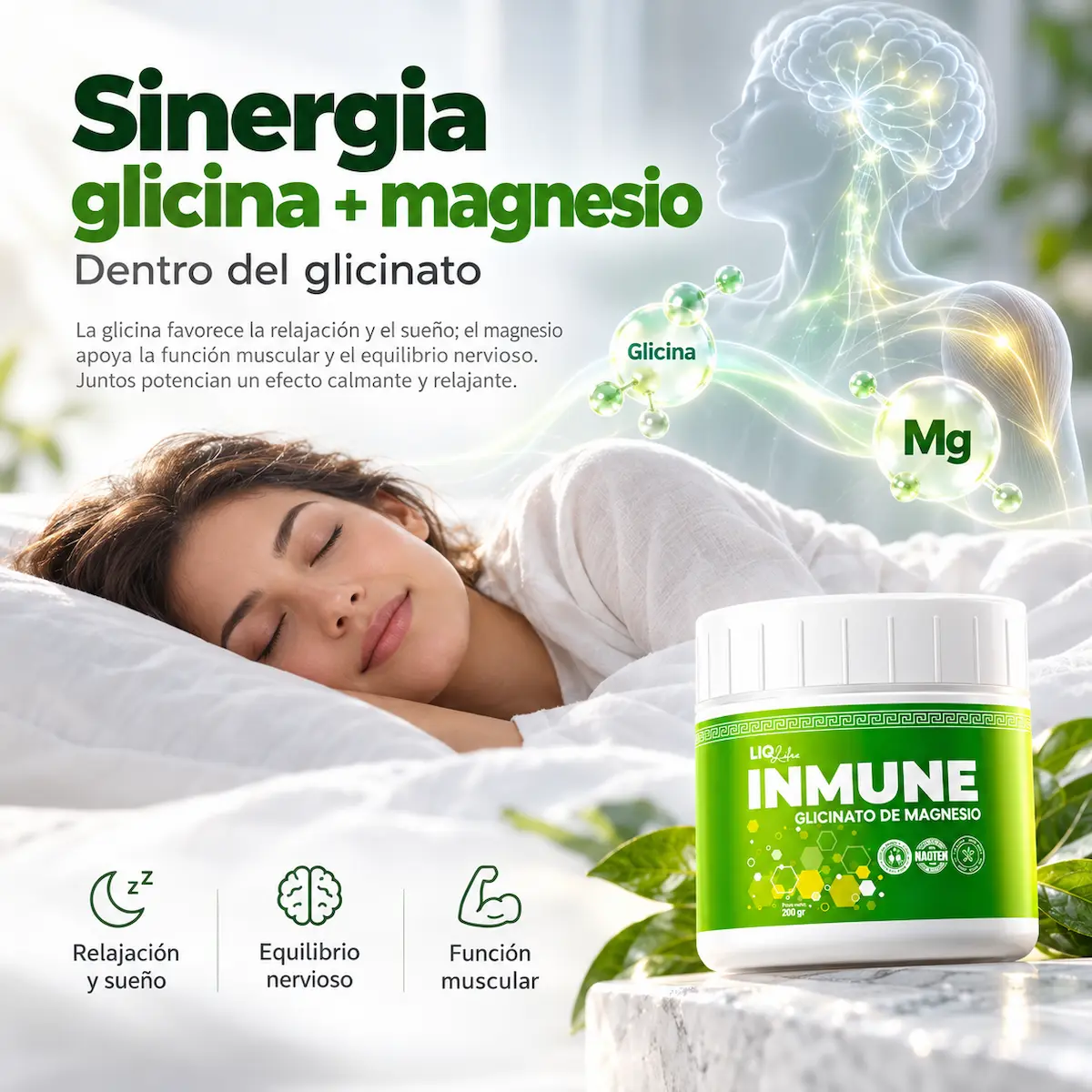 Glicina y magnesio declarado en Inmune