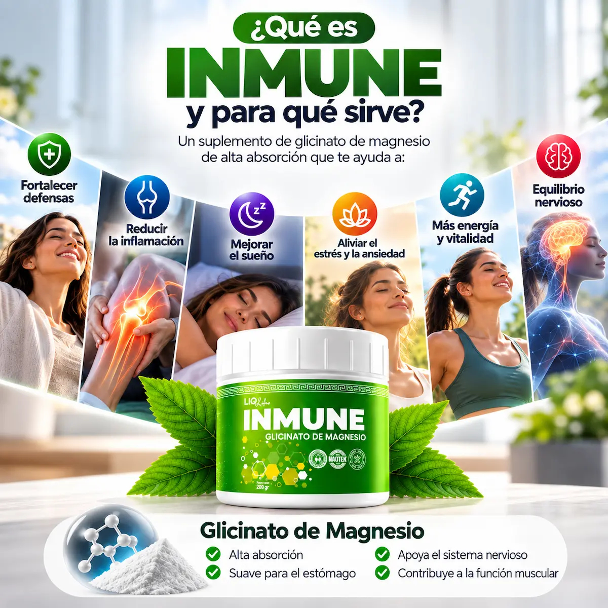 Frasco de 90 cápsulas declarado en Inmune
