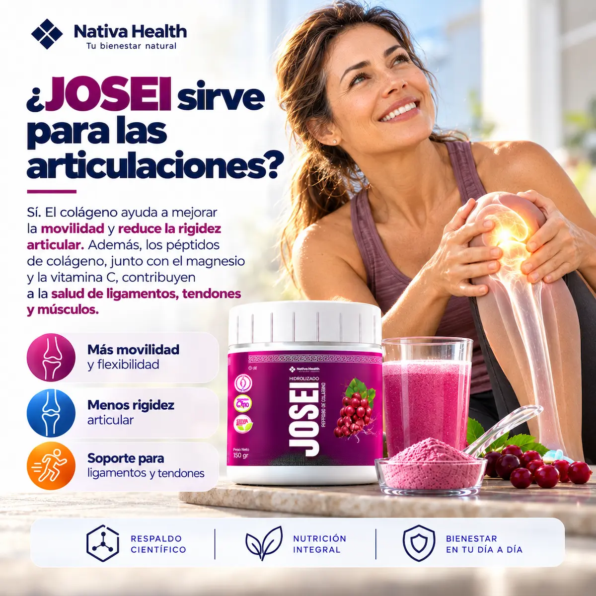 Tendones, ligamentos y cartílago con JOSEI