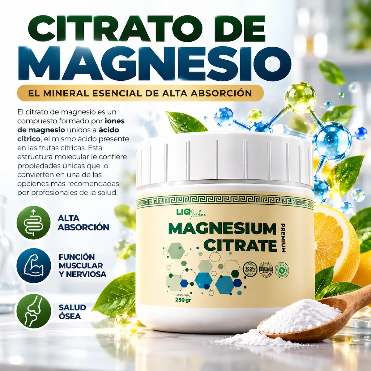 Citrato de magnesio, mineral declarado