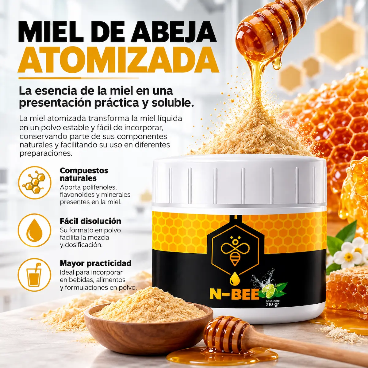 Miel de abeja atomizada declarada en N-BEE