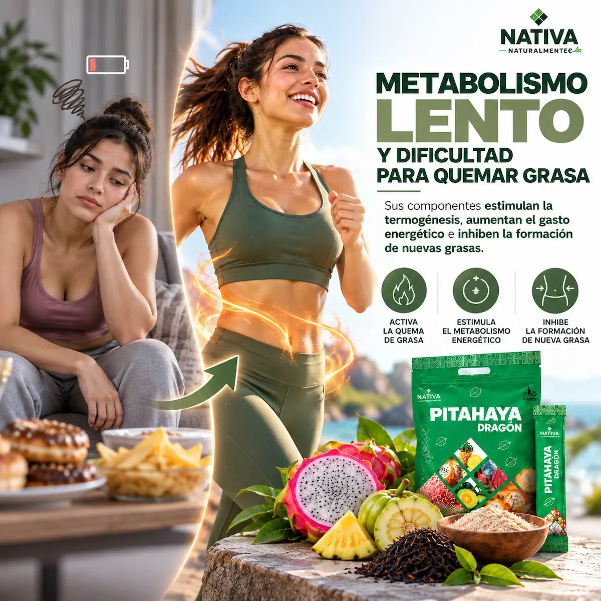 Contexto de bienestar metabólico con actividad física y alimentación equilibrada