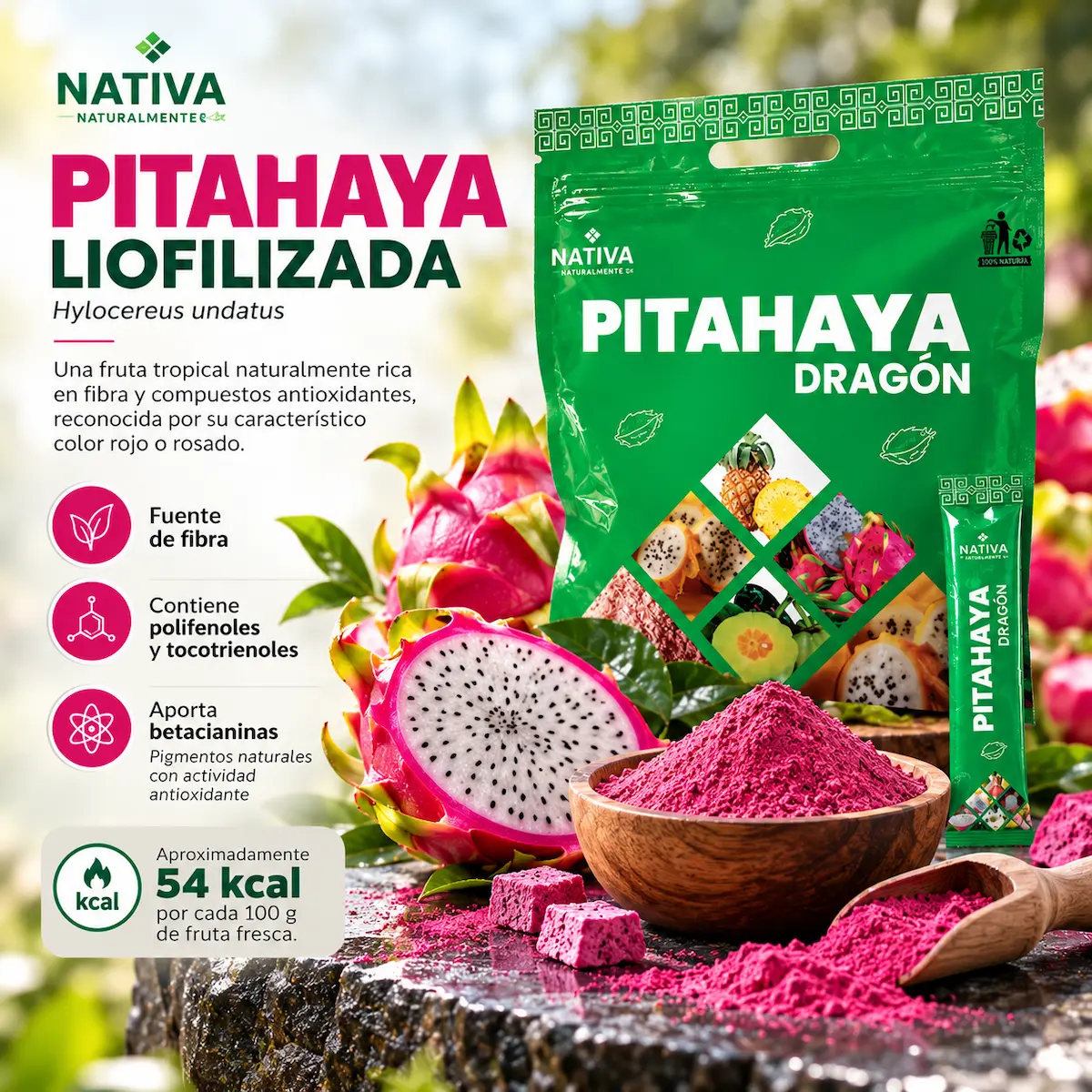 Pitahaya liofilizada declarado en la fórmula de Pitahaya Dragón