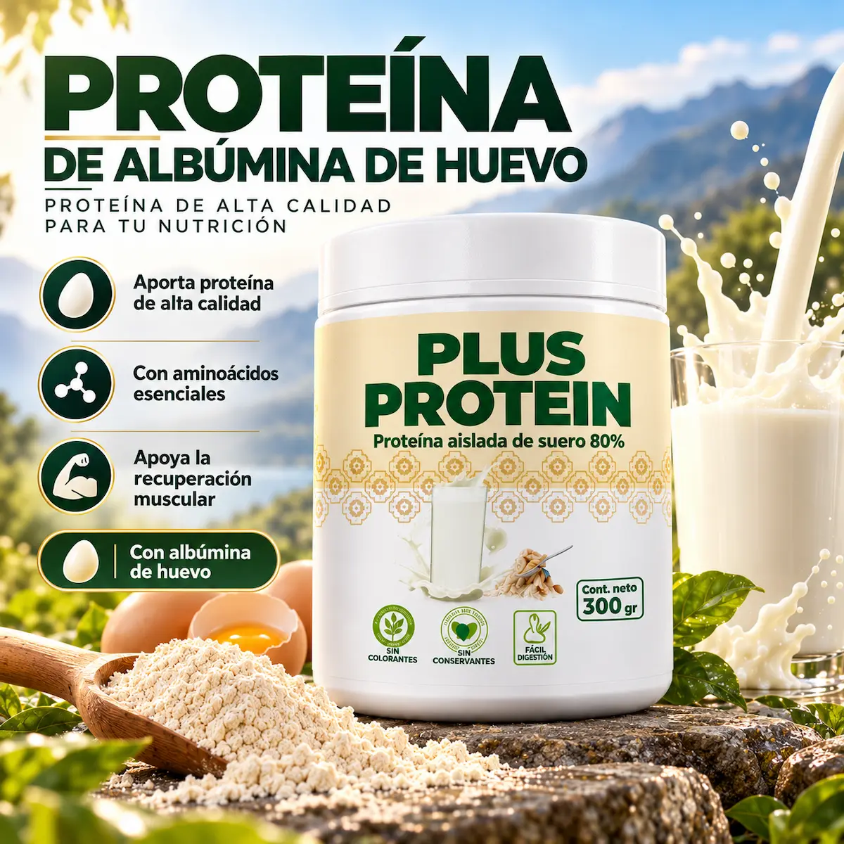 Albúmina de huevo declarada en Plus Protein