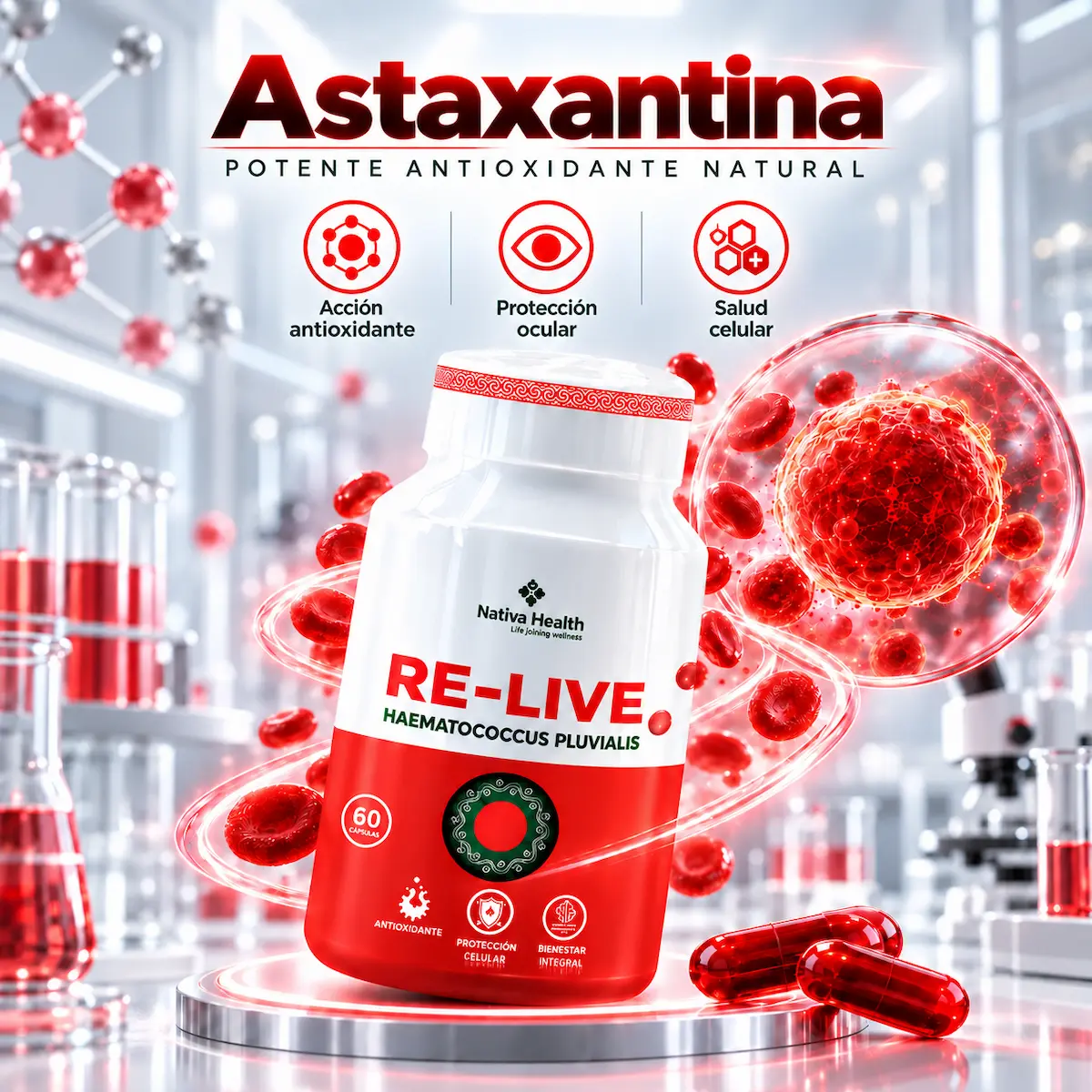 Astaxantina natural declarada en RE-LIVE Visión