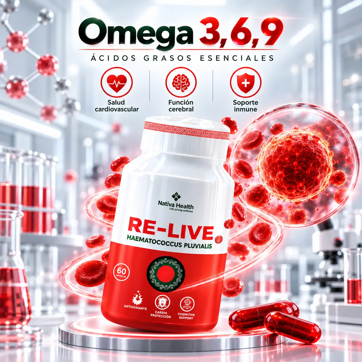 Omega 3, 6 y 9 declarados en RE-LIVE Visión