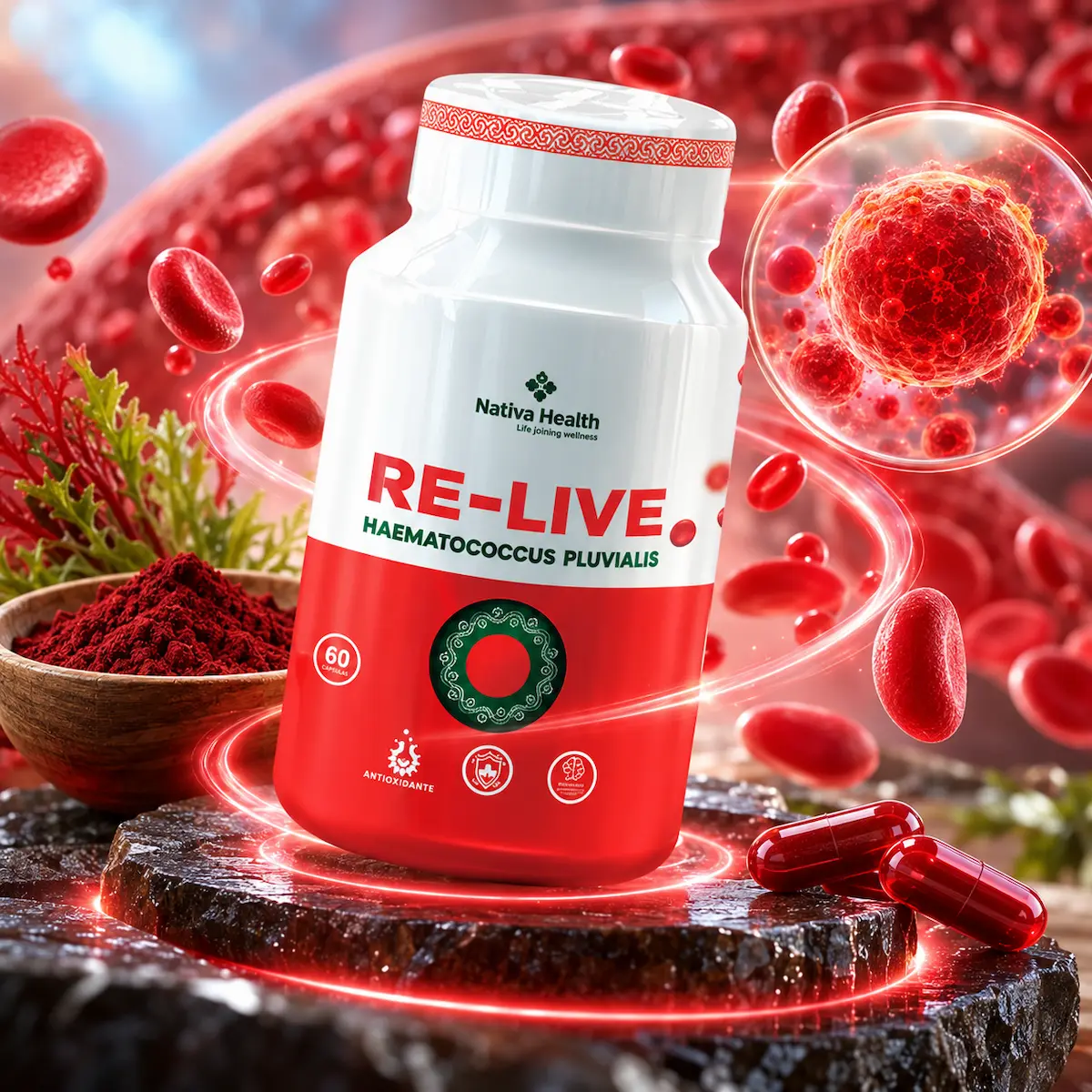 RE-LIVE · Astaxantina natural y Omega 3, 6 y 9 | Nativa RE-LIVE, fórmula con astaxantina natural y Omega 3, 6 y 9 para regeneración ocular