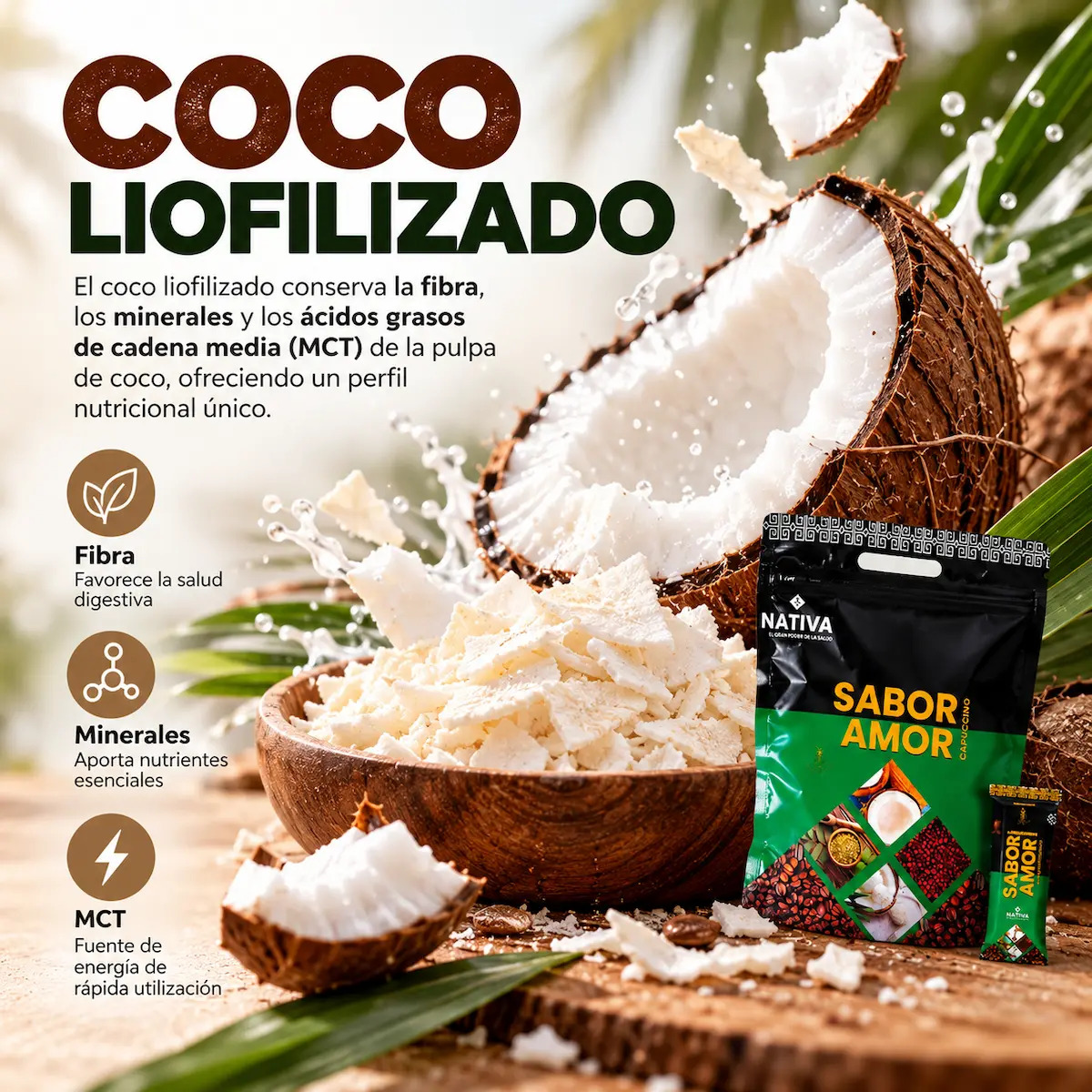 Coco liofilizado declarado en SABOR-AMOR