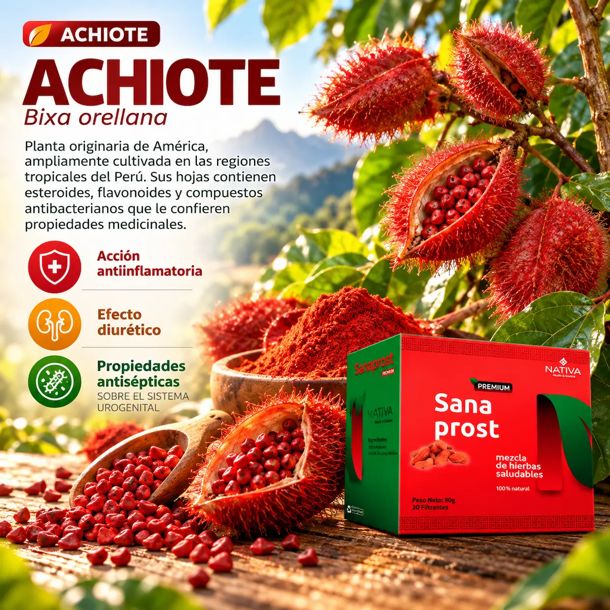 Achiote declarado en Sana Prost