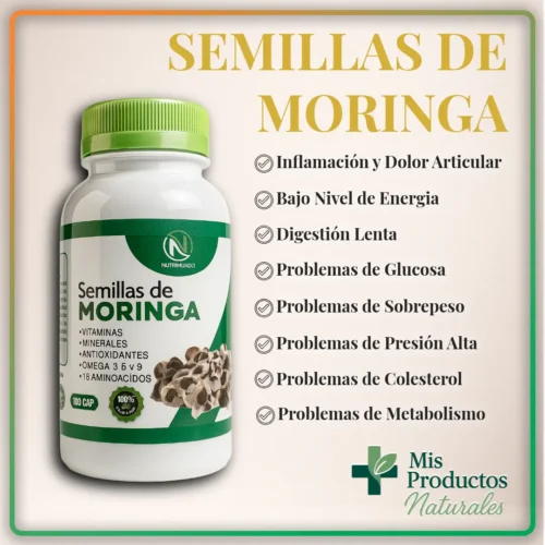 Cápsulas de Moringa 500 mg – energía y nutrientes naturales