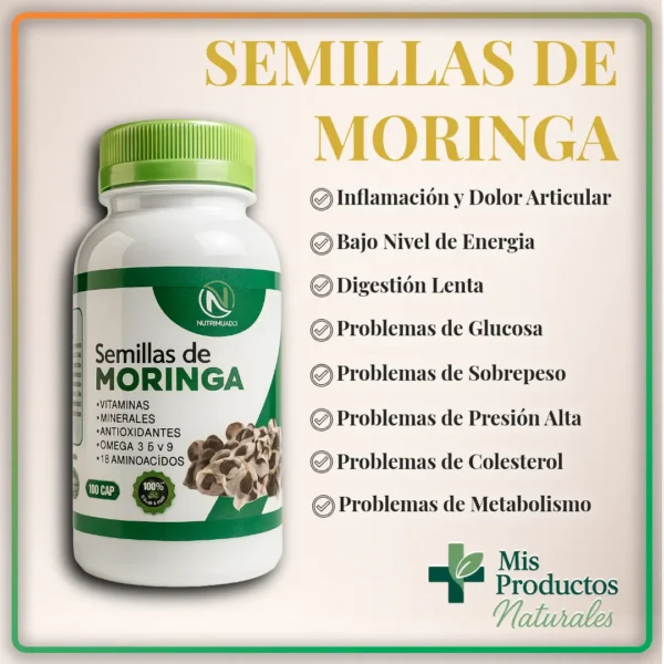 Cápsulas de Moringa 500 mg – energía y nutrientes naturales