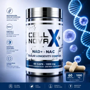 Comprar Cell Nova X Plus suplemento de biohacking celular con 60 cápsulas de alta pureza para energía y regeneración
