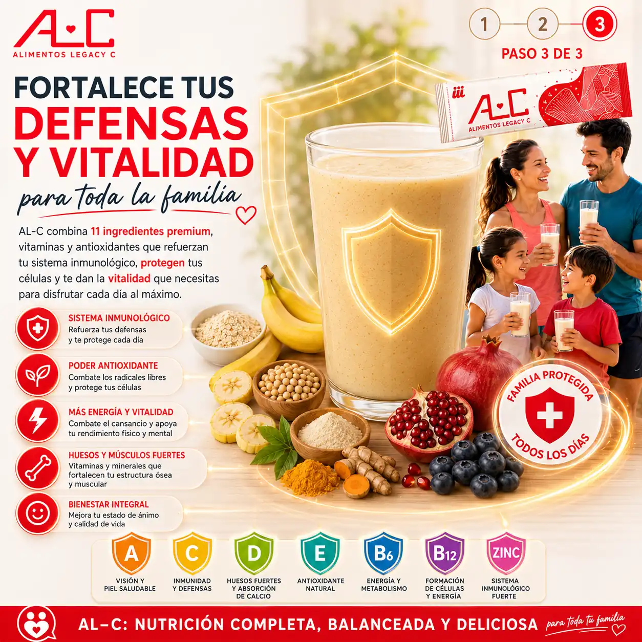 Inmunidad y vitalidad con AL-C nutrición familiar