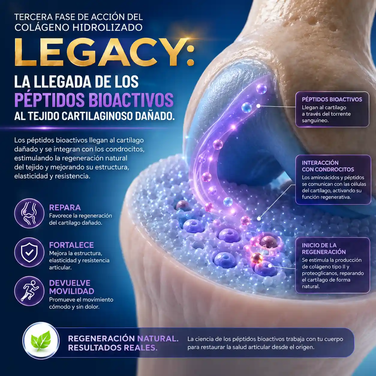 Péptidos de colágeno hidrolizado llegando al cartílago articular LEGACY