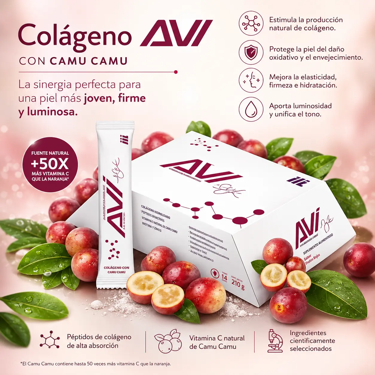 Colágeno con camu camu para la piel – beneficios y rejuvenecimiento facial