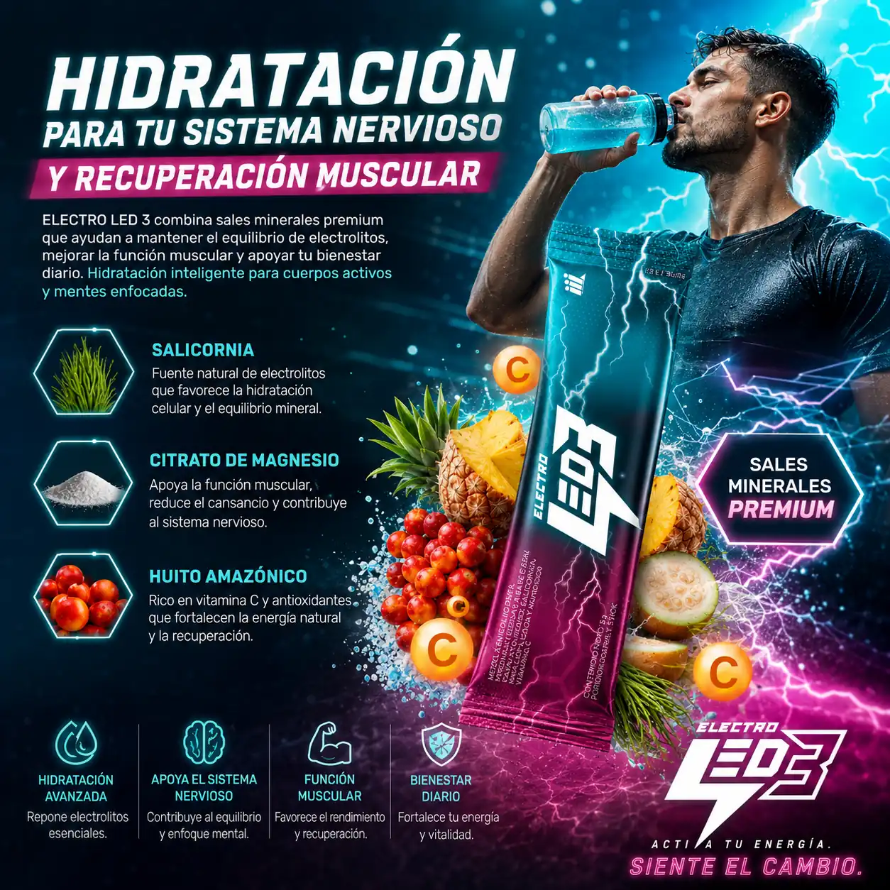 Hidratación para el sistema nervioso con Electro LED 3
