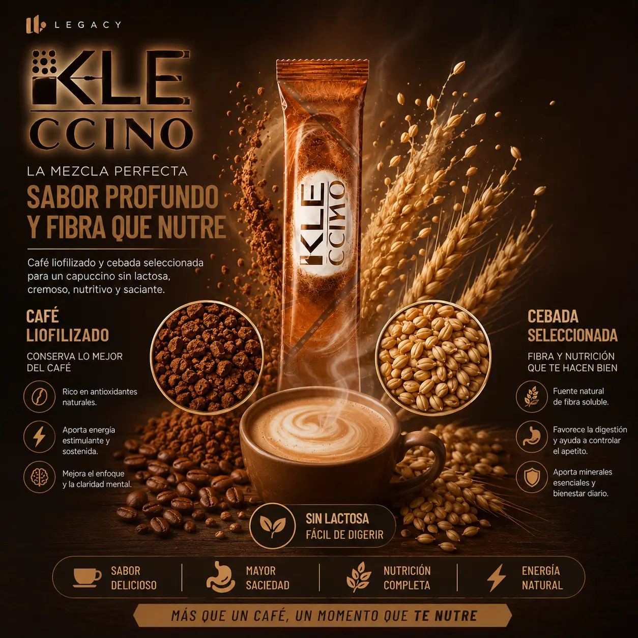 Café Liofilizado y Cebada – base del capuccino sin lactosa