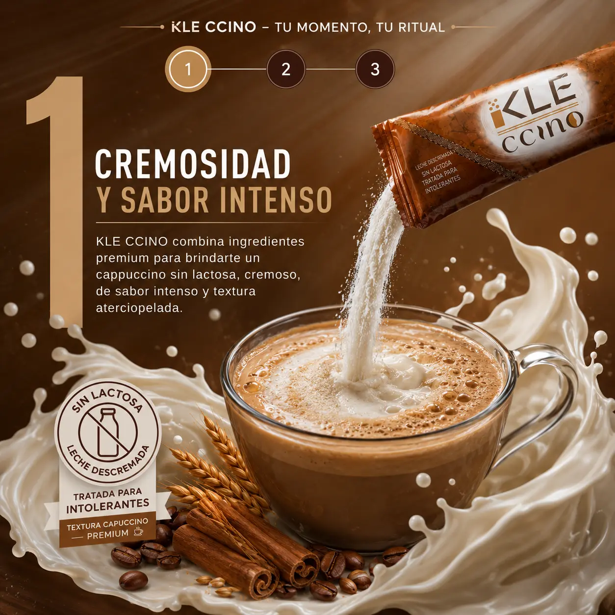 Cremosidad y sabor de KLE CCINO capuccino sin lactosa