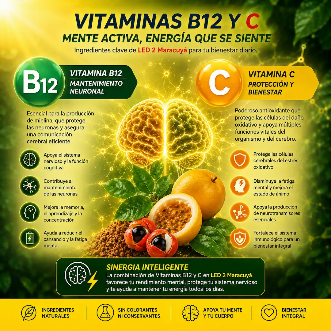 Vitamina B12 y C – mantenimiento de neuronas