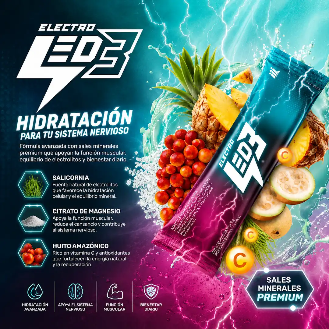 Electro LED 3 bebida con electrolitos naturales – sales minerales premium salicornia