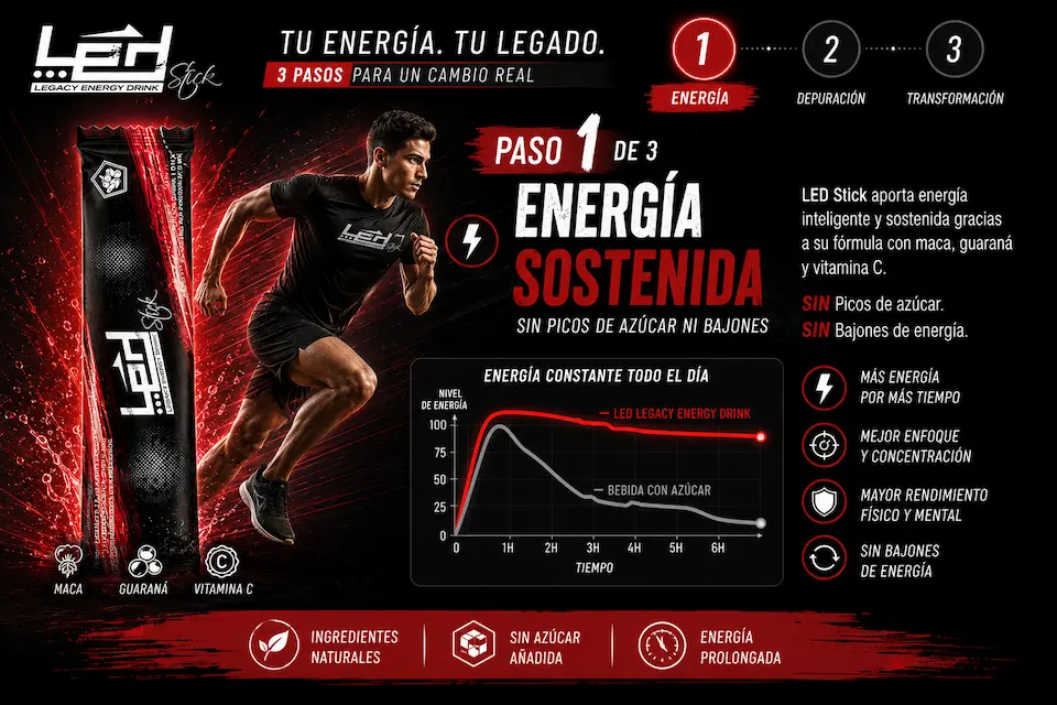 Energía sostenida con LED Legacy Energy Drink