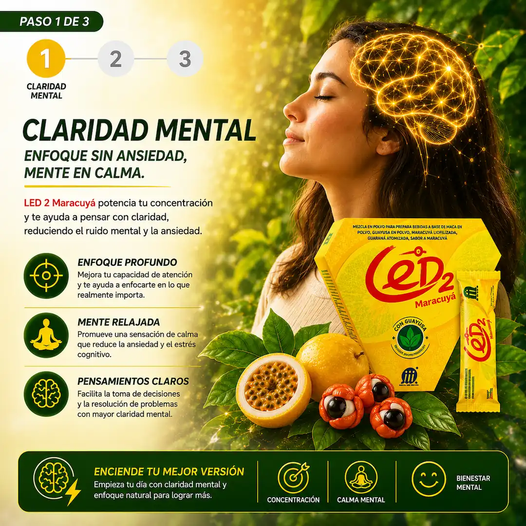 Claridad mental con LED 2 Maracuyá suplemento para la concentración