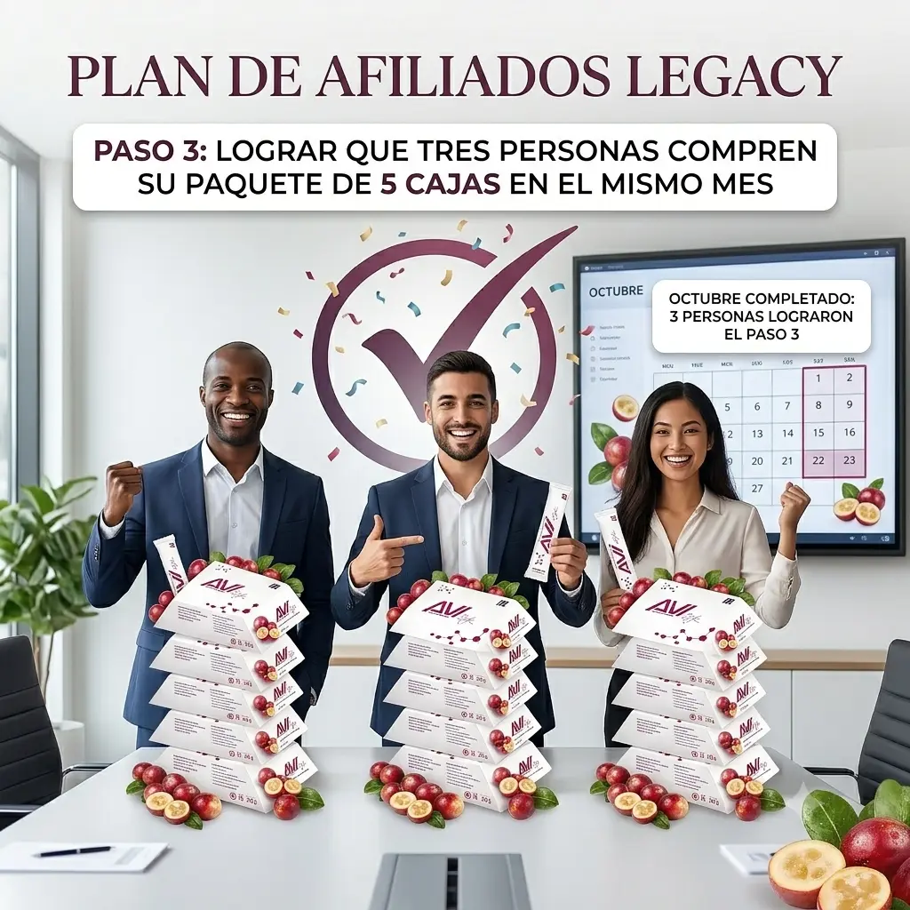Afiliar a 3 personas al plan Legacy en un mes