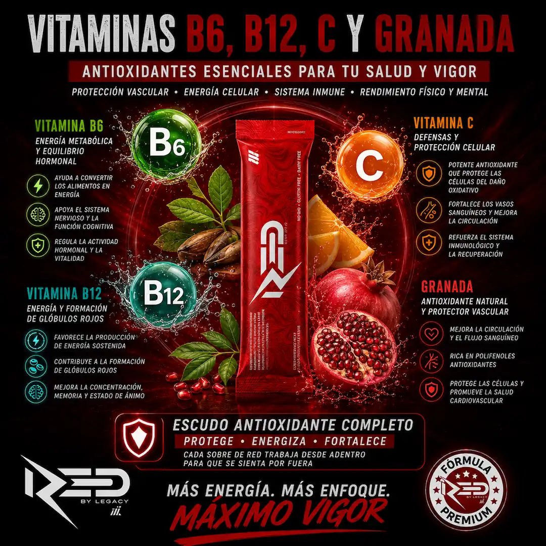 Vitaminas B6, B12, C y Granada – antioxidantes y energía