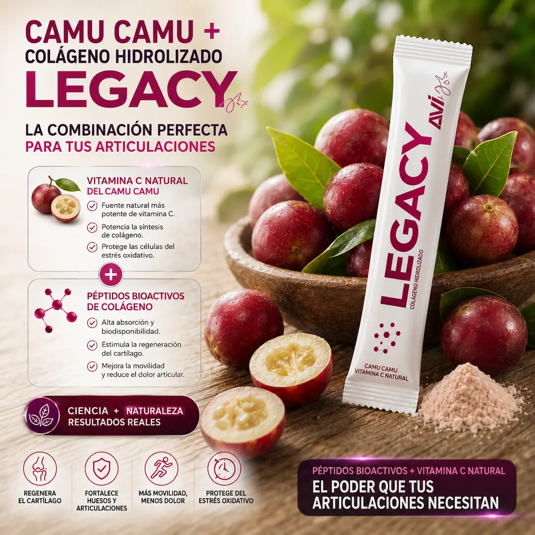 Vitamina C natural del camu camu combinada con colágeno