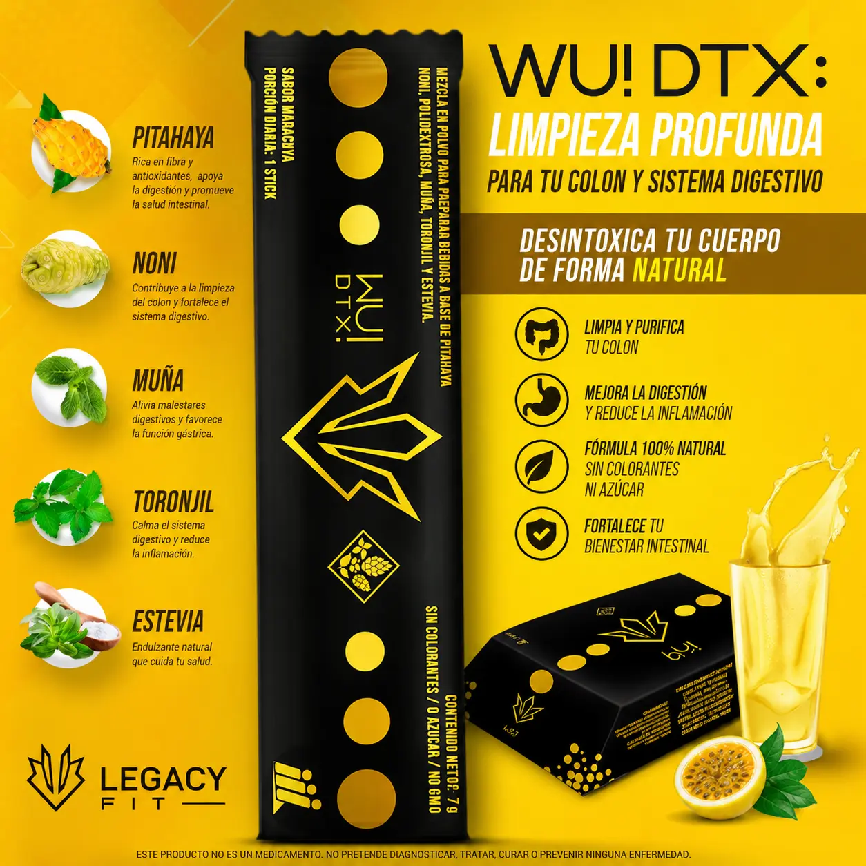 Limpieza de colon y sistema digestivo WU! DTX para que sirve – suplemento detox natural